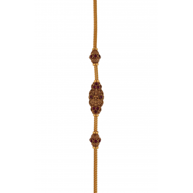 Traditional God Mugappu Gold Chain with Purple Stone